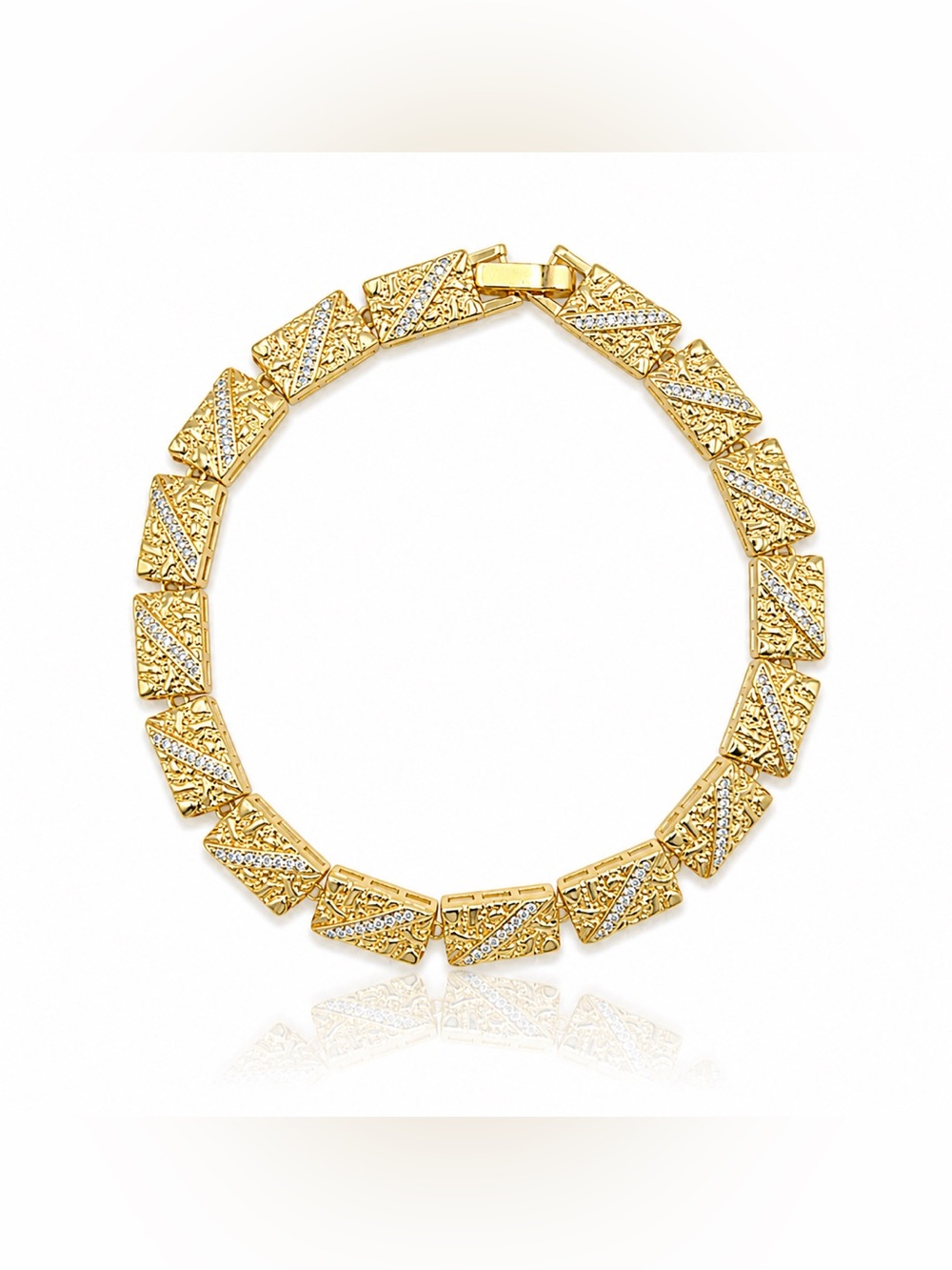 Gold-Filled Crystal Geometric Link Bracelet